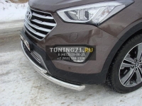 Защита передняя нижняя (двойная) 60,3/42,4 мм Hyundai Santa Fe Grand 2014